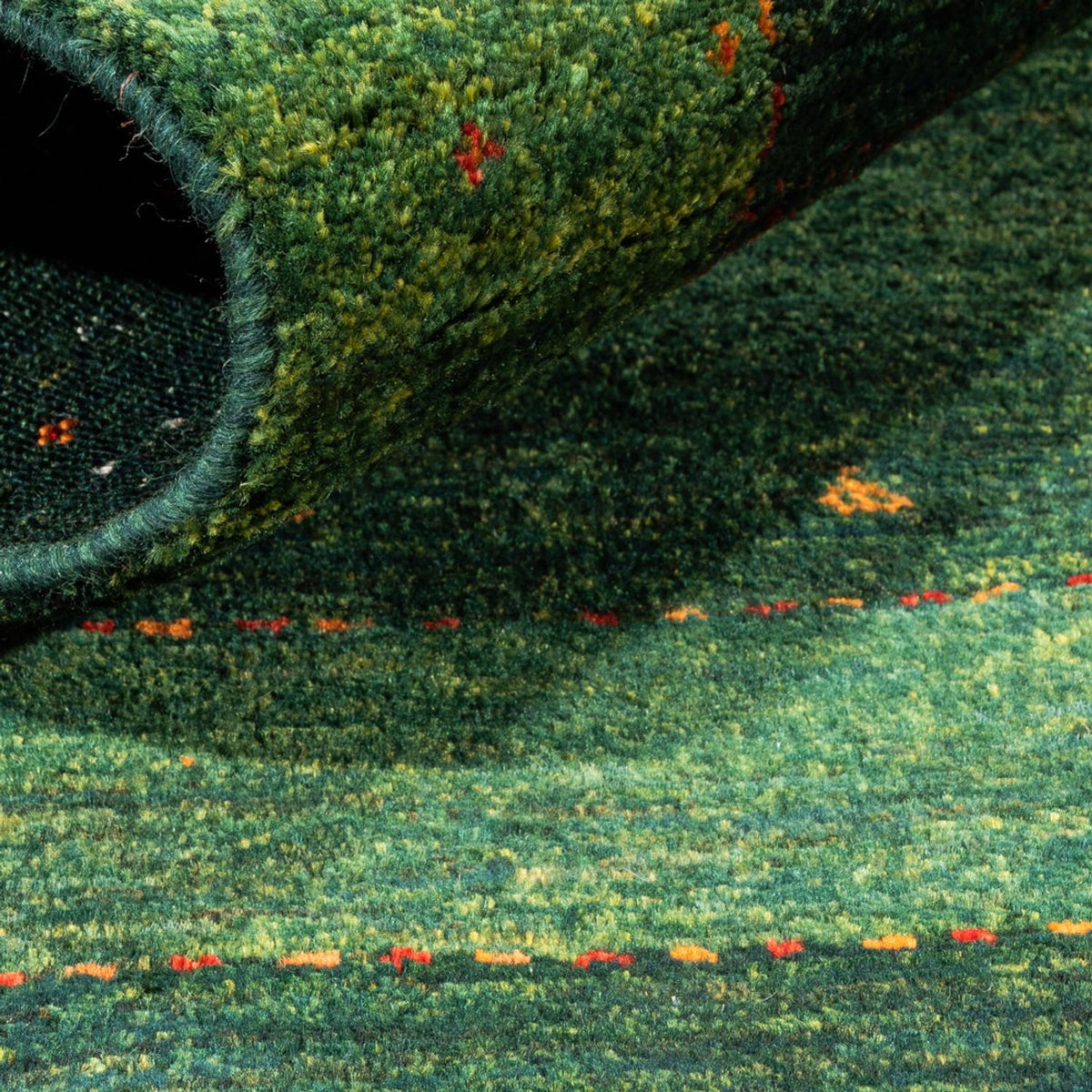 Gabbeh Teppich - Loribaft Perser - 115 x 86 cm - grün