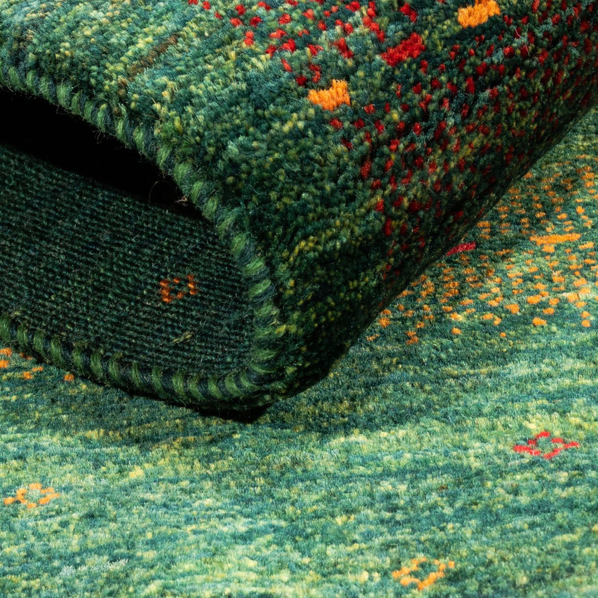 Gabbeh Teppich - Loribaft Perser - 128 x 82 cm - grün