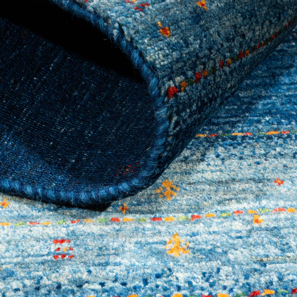 Gabbeh Teppich - Loribaft Perser - 135 x 82 cm - blau