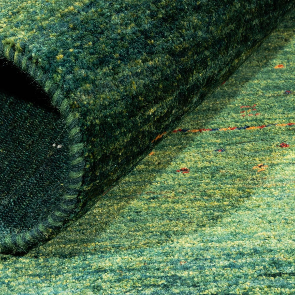 Gabbeh Teppich - Loribaft Perser - 125 x 81 cm - grün