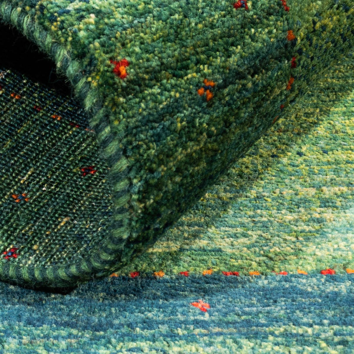 Gabbeh Teppich - Loribaft Perser - 123 x 85 cm - grün