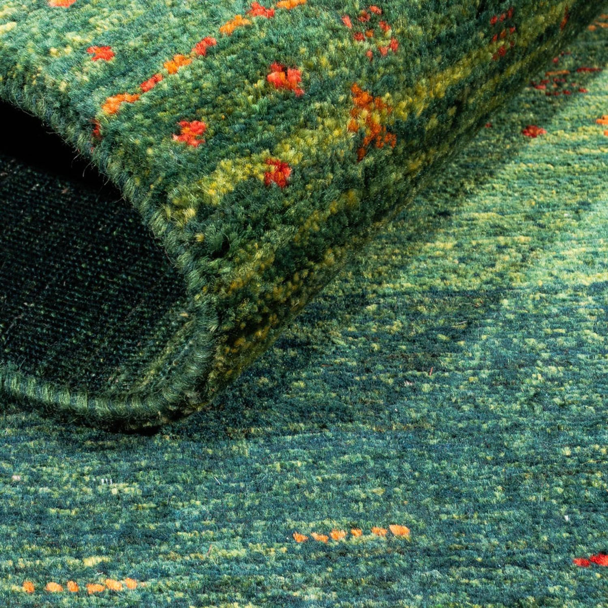 Gabbeh Teppich - Loribaft Perser - 130 x 85 cm - grün