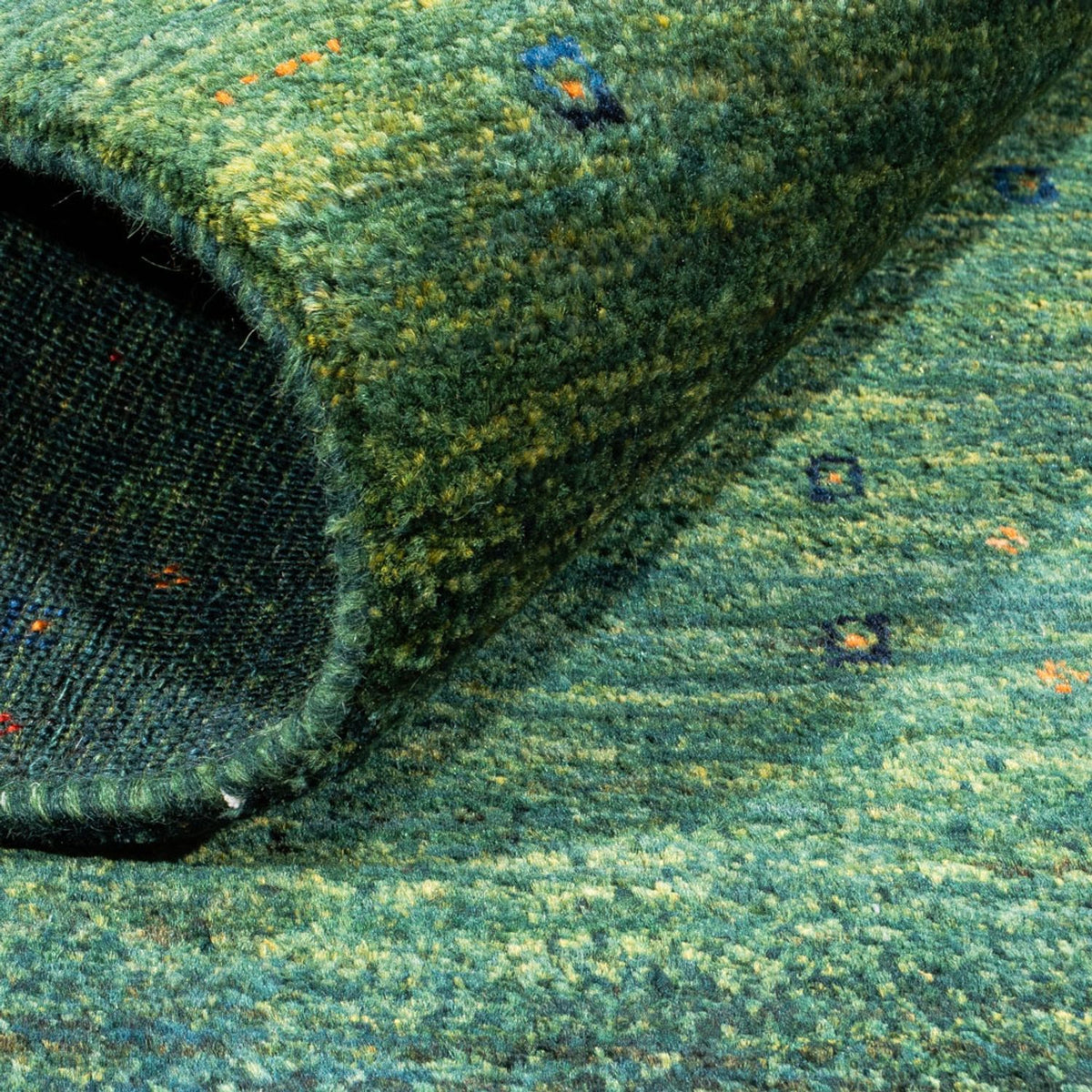 Gabbeh Teppich - Loribaft Perser - 107 x 78 cm - grün