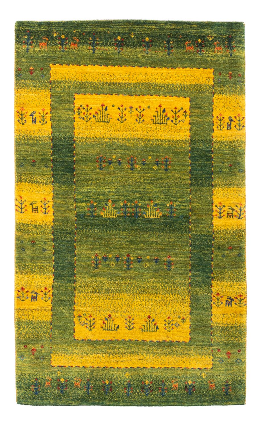 Gabbeh Teppich - Loribaft Perser - 128 x 76 cm - grün