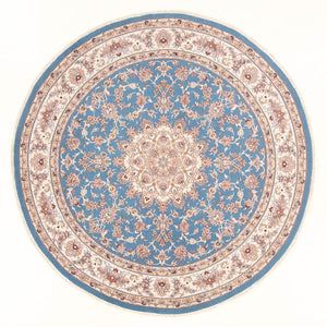 Perserteppich - Täbriz - Royal rund  - 200 x 200 cm - hellblau