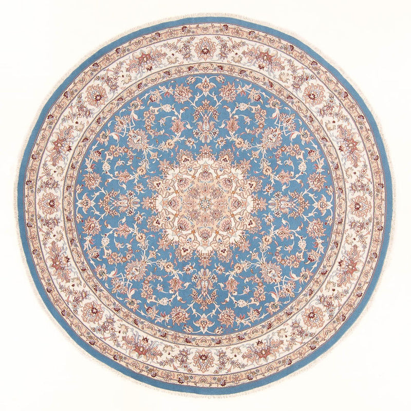 Perserteppich - Täbriz - Royal rund  - 200 x 200 cm - hellblau