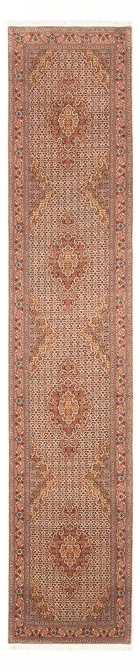 Tapis de couloir Tapis persan - Tabriz - Royal - 400 x 80 cm - beige