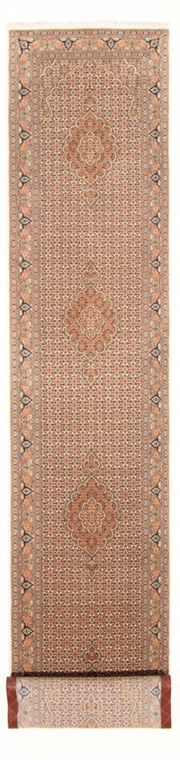 Tapis de couloir Tapis persan - Tabriz - Royal - 403 x 82 cm - beige