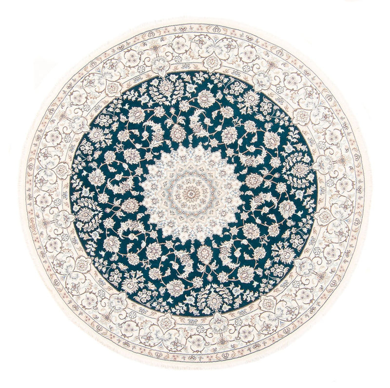 Perserteppich - Nain rund  - 200 x 200 cm - petrolblau