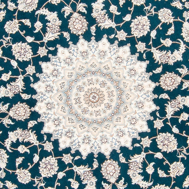 Perserteppich - Nain rund  - 200 x 200 cm - petrolblau