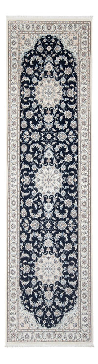 Tapis de couloir Tapis persan - Nain - Premium - 300 x 88 cm - bleu foncé