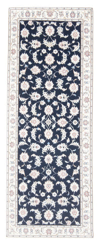 Tapis de couloir Tapis persan - Nain - Royal - 203 x 79 cm - bleu foncé