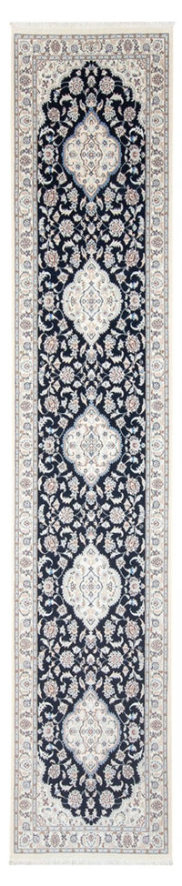 Tapis de couloir Tapis persan - Nain - Premium - 388 x 88 cm - bleu foncé