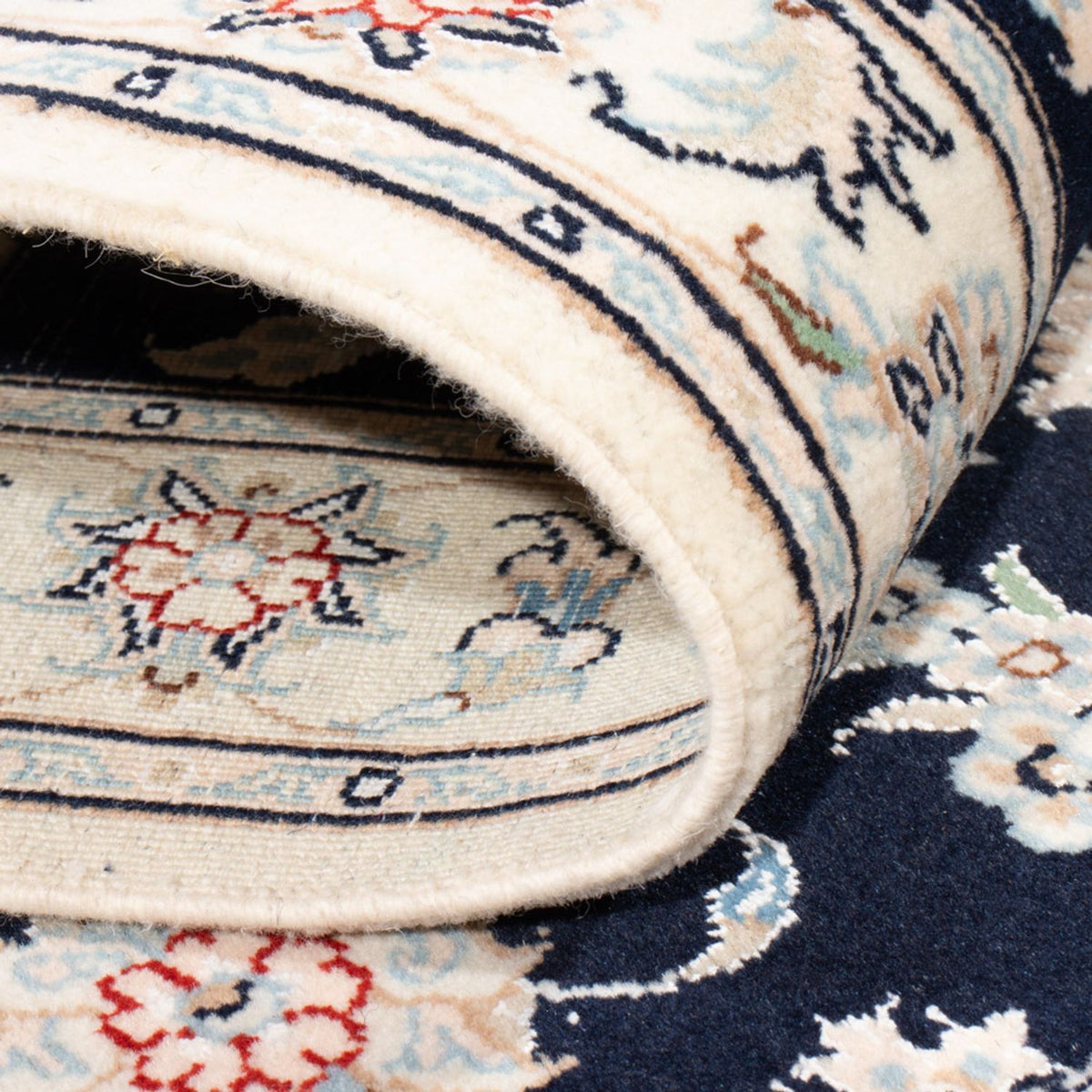 Tapis de couloir Tapis persan - Nain - Royal - 203 x 80 cm - bleu foncé