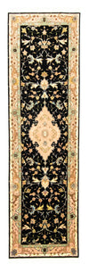 Tabriz - 50 Raj Tappeto 85x294cm - Tappeto persiano - Passatoia / Nero / 85 x 294 cm Passatoia