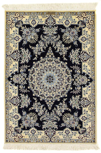 Tapis persan - Nain - Premium - 140 x 100 cm - bleu foncé