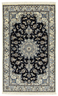 Tapis persan - Nain - 198 x 119 cm - bleu foncé