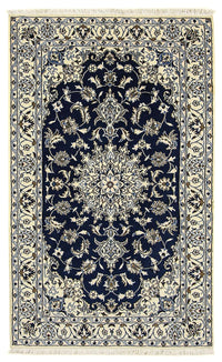 Tapis persan - Nain - 203 x 120 cm - bleu foncé