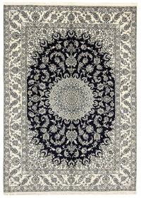 Tapis persan - Nain - 343 x 251 cm - bleu foncé