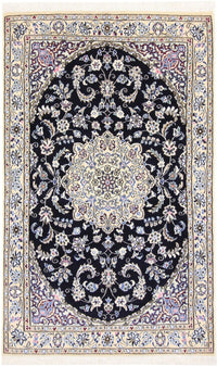Tapis persan - Nain - Royal - 155 x 96 cm - bleu foncé