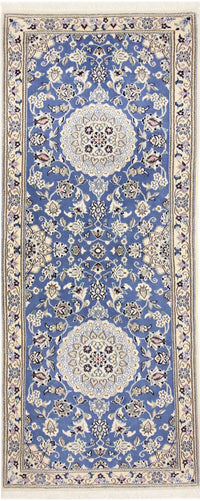Tapis de couloir Tapis persan - Nain - Royal - 198 x 83 cm - bleu