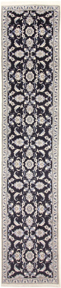 Tapis de couloir Tapis persan - Nain - 394 x 79 cm - bleu foncé
