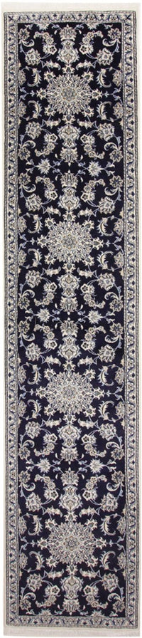 Tapis de couloir Tapis persan - Nain - 383 x 76 cm - bleu foncé
