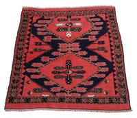 Tapis afghan - 154 x 126 cm - rouge