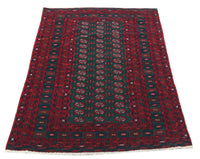 Tapis afghan - 189 x 124 cm - rouge foncé