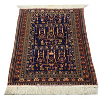 Tapis afghan - 131 x 87 cm - bleu foncé