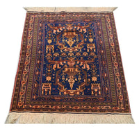 Tapis afghan - 136 x 95 cm - bleu
