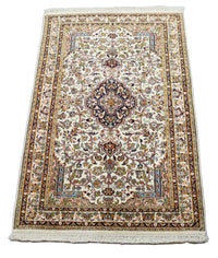 Tapis en soie - Soie du Cachemire - 154 x 93 cm - beige