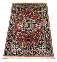 Tapis en soie - Soie du Cachemire - 152 x 91 cm - rouge foncé