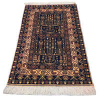 Tapis afghan - 142 x 96 cm - bleu foncé