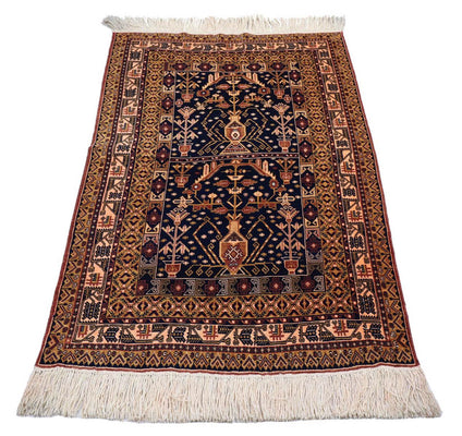 Afghan Teppich 140 x 102 cm - schwarz
