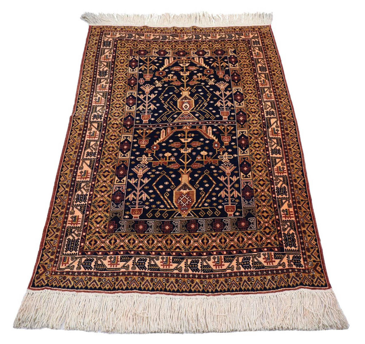Afghan Teppich 140 x 102 cm - schwarz
