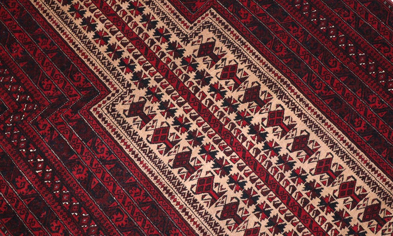 Afghan Teppich 150 x 95 cm - dunkelrot