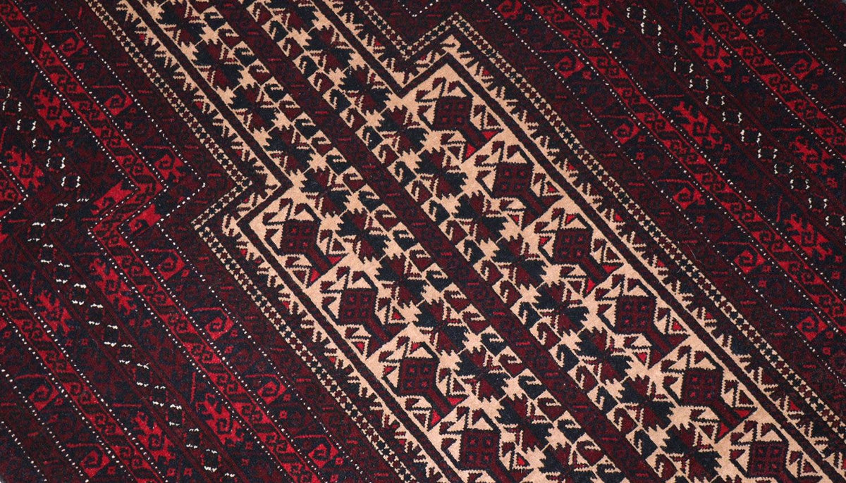Afghan Teppich 150 x 95 cm - dunkelrot