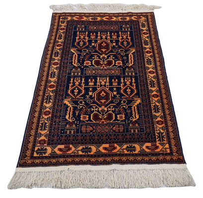 Afghan Teppich 144 x 95 cm - dunkelblau