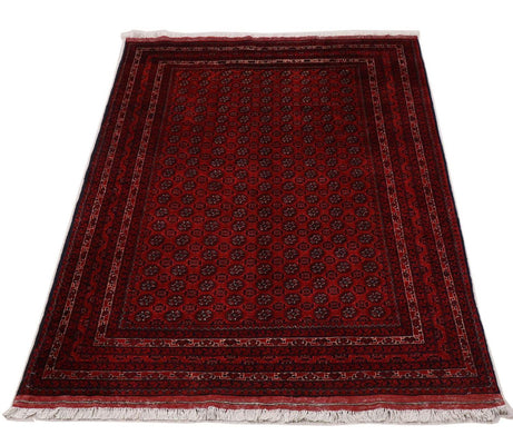 Afghan Teppich 193 x 144 cm - dunkelrot