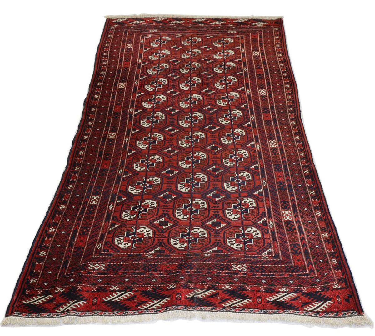 Tapis de couloir Tapis afghan - 229 x 123 cm - rouge foncé