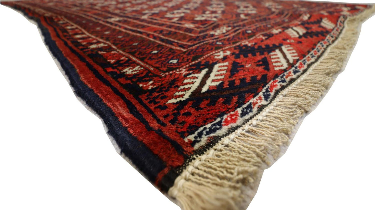 Tapis de couloir Tapis afghan - 229 x 123 cm - rouge foncé