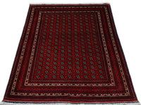 Tapis afghan - 196 x 147 cm - rouge foncé