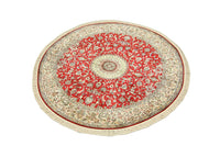 Tapis en soie - Soie du Cachemire ronde  - 183 x 183 cm - rouge