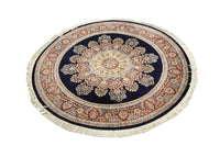 Tapis chinois ronde  - 184 x 184 cm - bleu