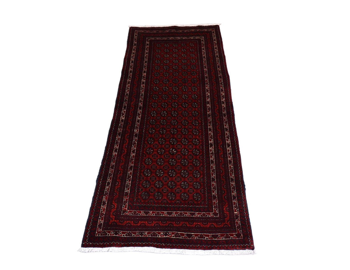Afghan Teppich 196 x 79 cm - dunkelrot