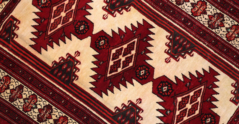 Afghan Teppich 127 x 89 cm - dunkelrot