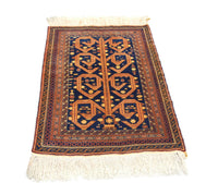 Tapis afghan - 140 x 95 cm - bleu