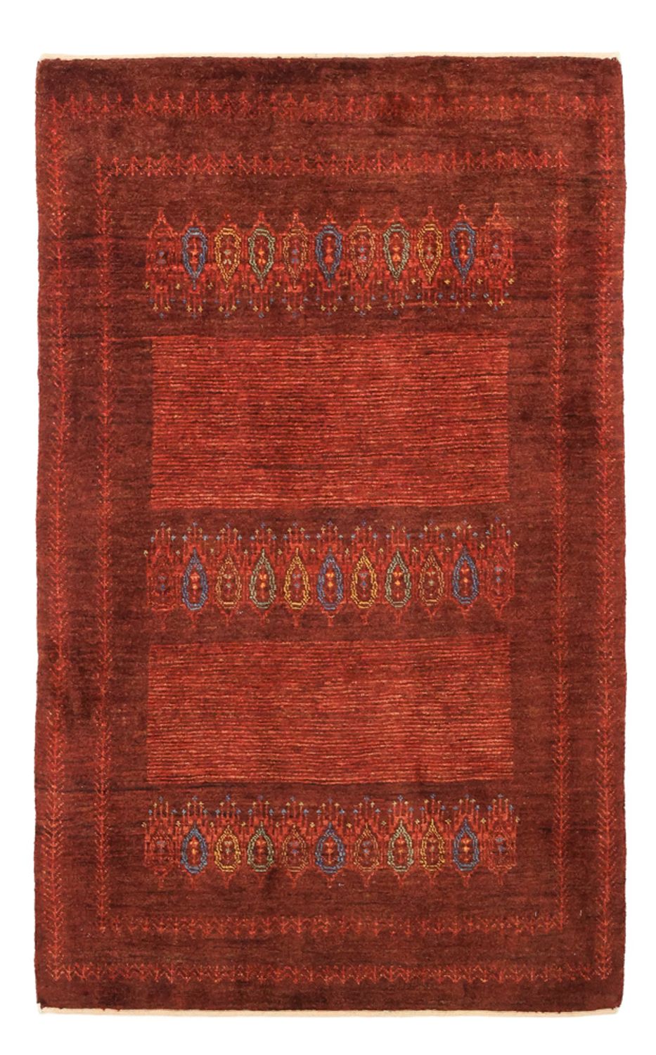 Gabbeh Teppich - Kaschkuli Perser - 131 x 82 cm - dunkelrot