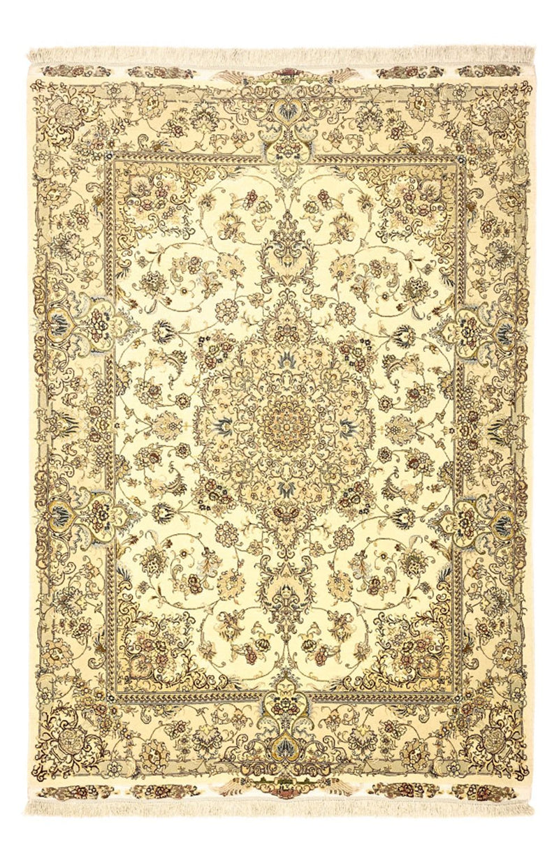Perserteppich - Täbriz - Premium - Seidenkette - 206 x 145 cm - beige